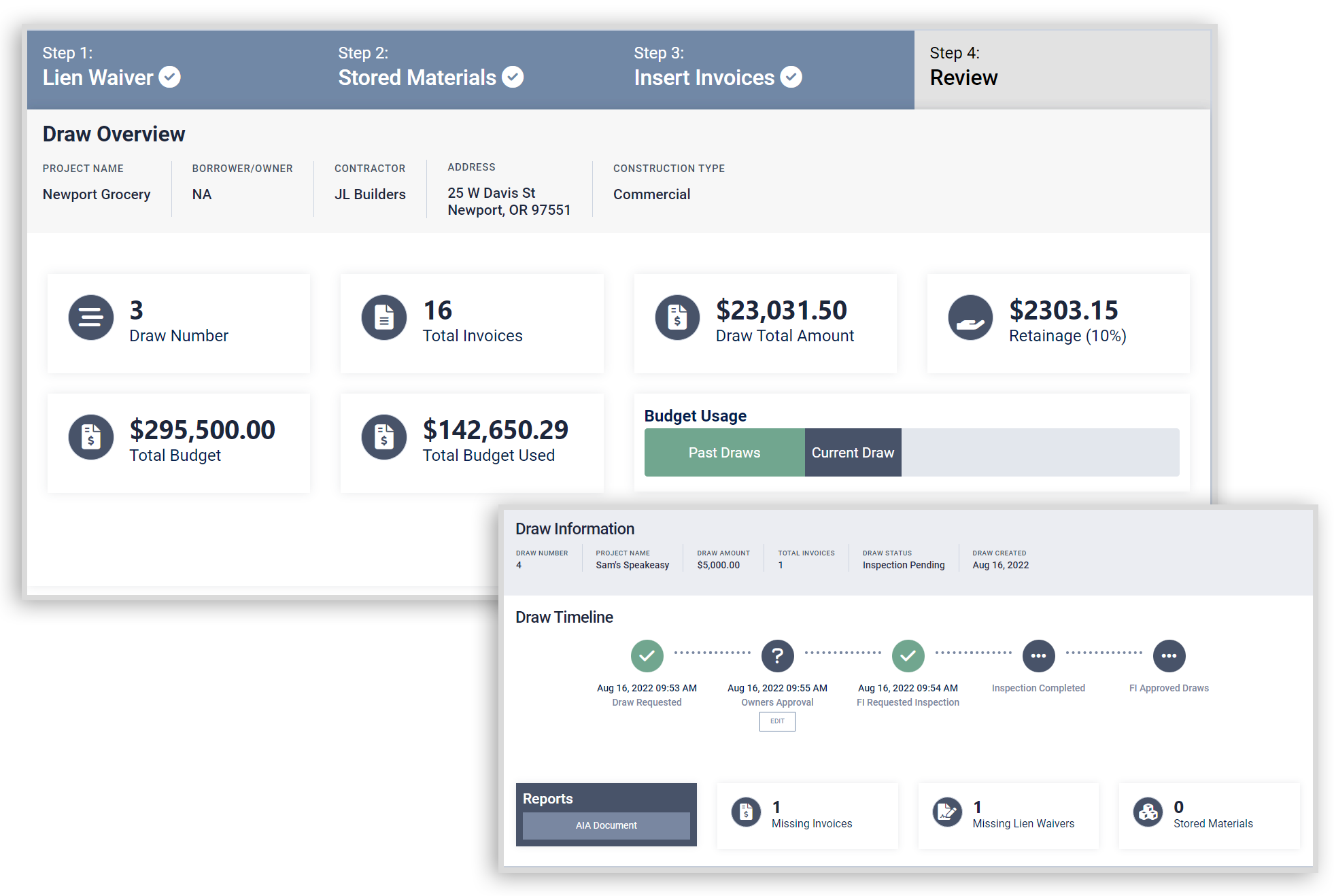 For Contractors - Draw Reports